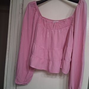 Love, Fire Pink Tiered Blouse